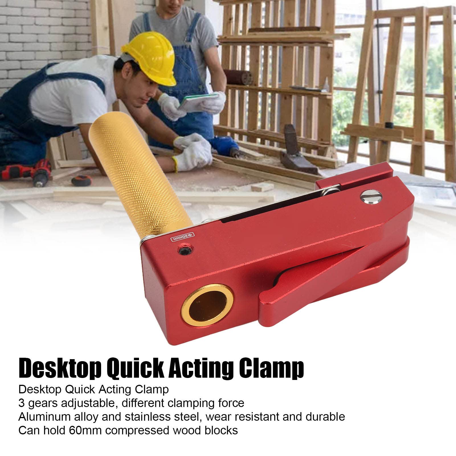 Serre-joint d'établi en métal réglable, rapide et robuste, en aluminium et en acier inoxydable (20 mm). - 2