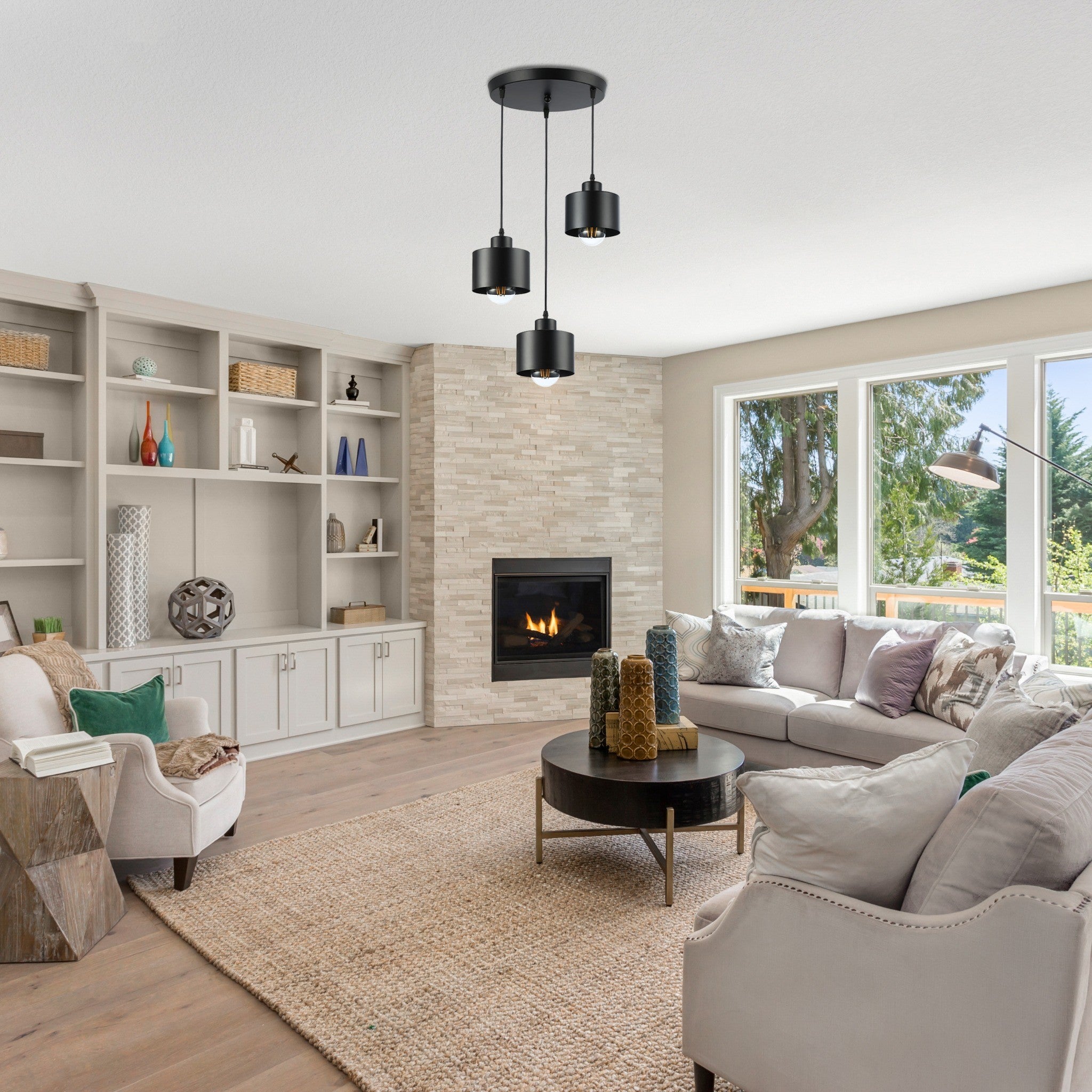 Lampa wisząca sufitowa Elza E27 3-punktowa 110 cm IP20 okrągła czarna MasterLED - 3