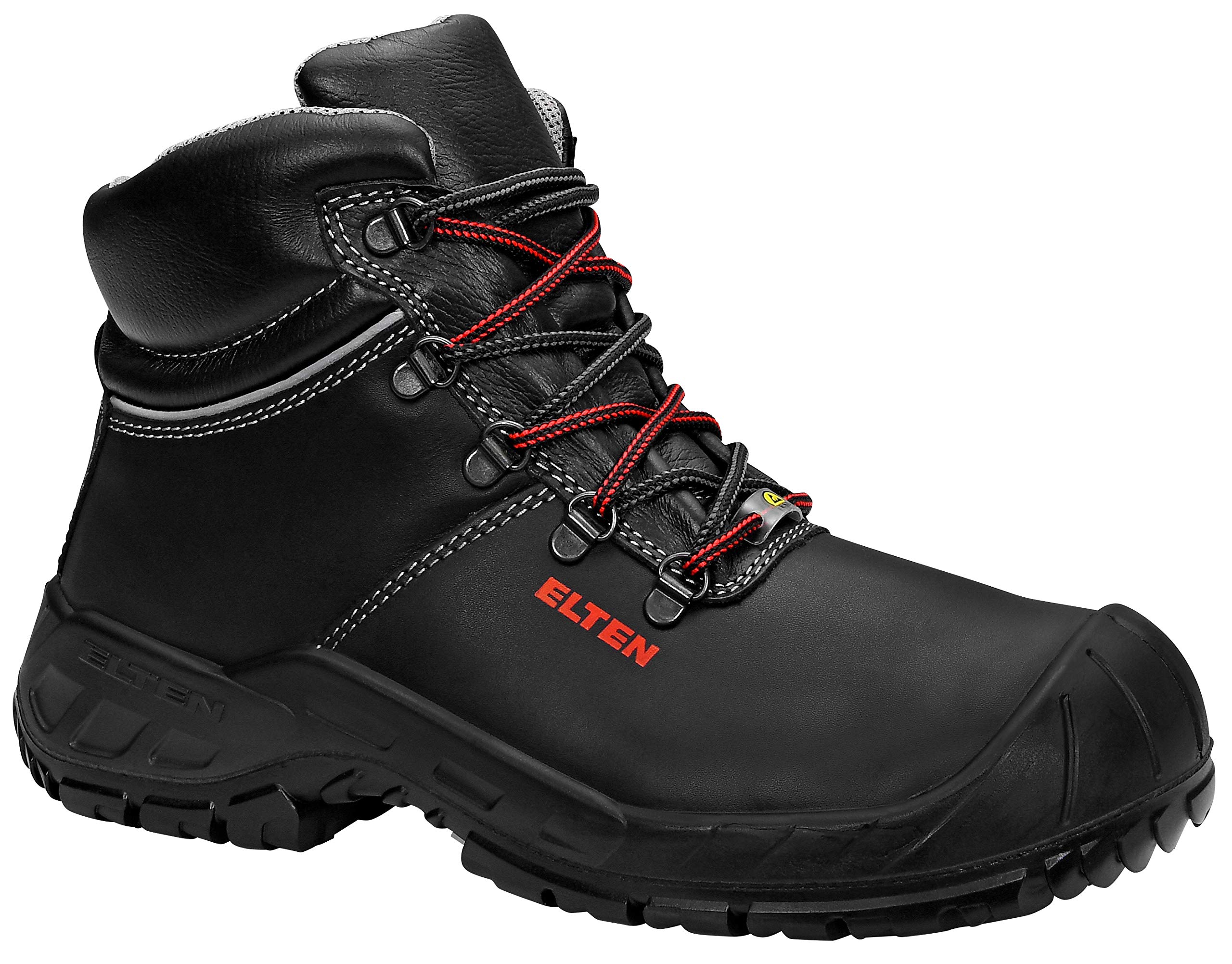 ELTEN Terence XXG Black Mid ESD S3 HI, Scarpe Antinfortunistiche Alte, Donna E Uomo, In Pelle, Punta In Composito, Suola WELLMAXX GRIP, Taglia Comoda