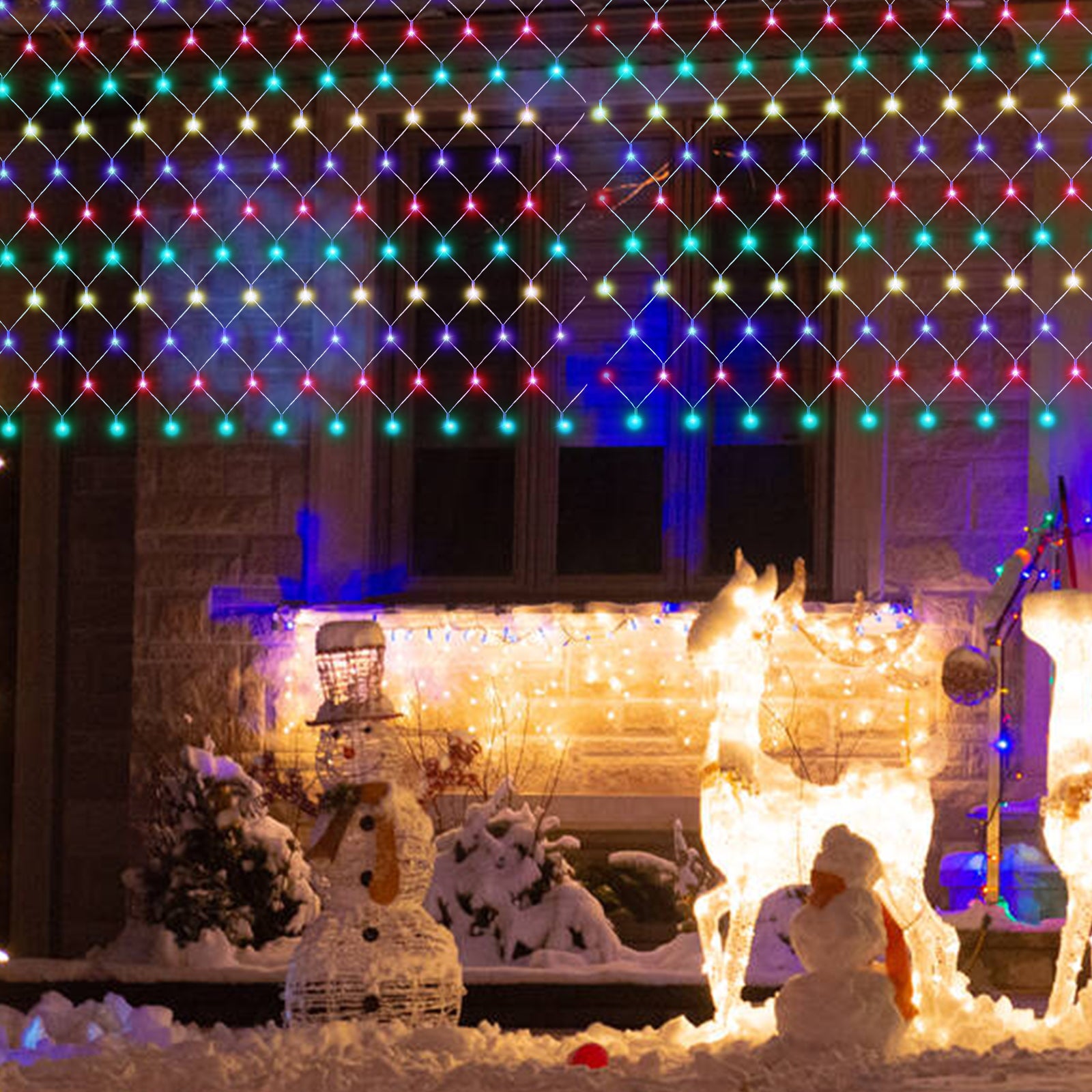 Cortina de luz LED decoración guirnalda luz 8 modo IP44 fiesta de Navidad al aire libre de interior RGB 2x2M - 7