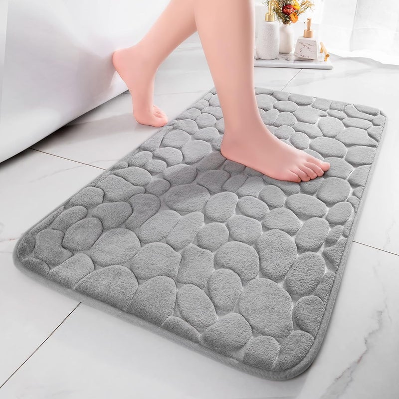 Mata łazienkowa z pianki memory foam – chłonna mata prysznicowa – antypoślizgowa mata do łazienki i salonu – 50 x 80 cm – jasnoszara