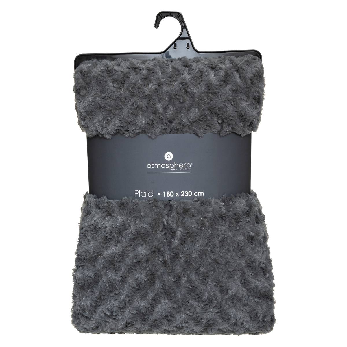 Plaid fausse fourrure bouclée - gris ardoise 180x230 cm - Atmosphera créateur d'intérieur - 3
