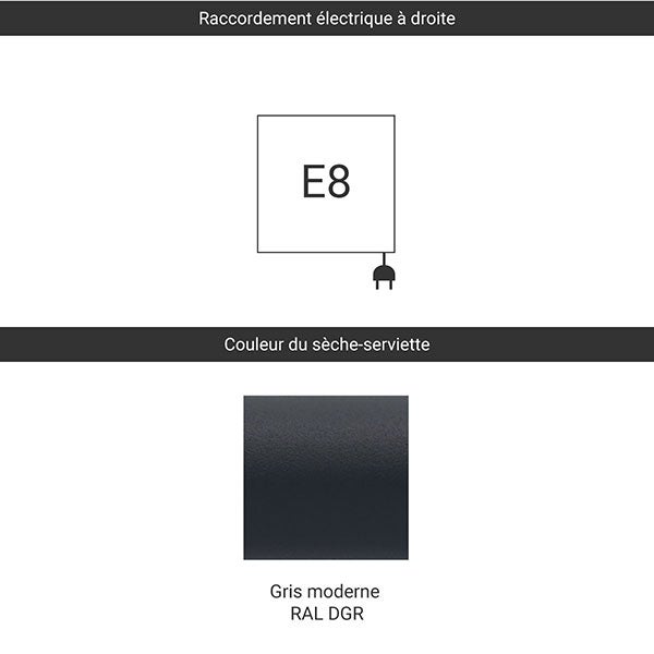 Sèche-serviette électrique gris - (HxL) 1580x600 mm - 1000 ( Watts) - 1000 Watt - ALE1580-600E8DGR - 2