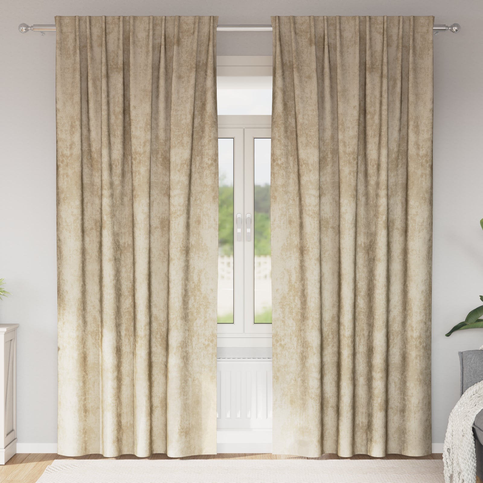 Zasłony z weluru z zasłonami 2 pcs Kremowy 245 x 140 cm Aksamit vidaXL