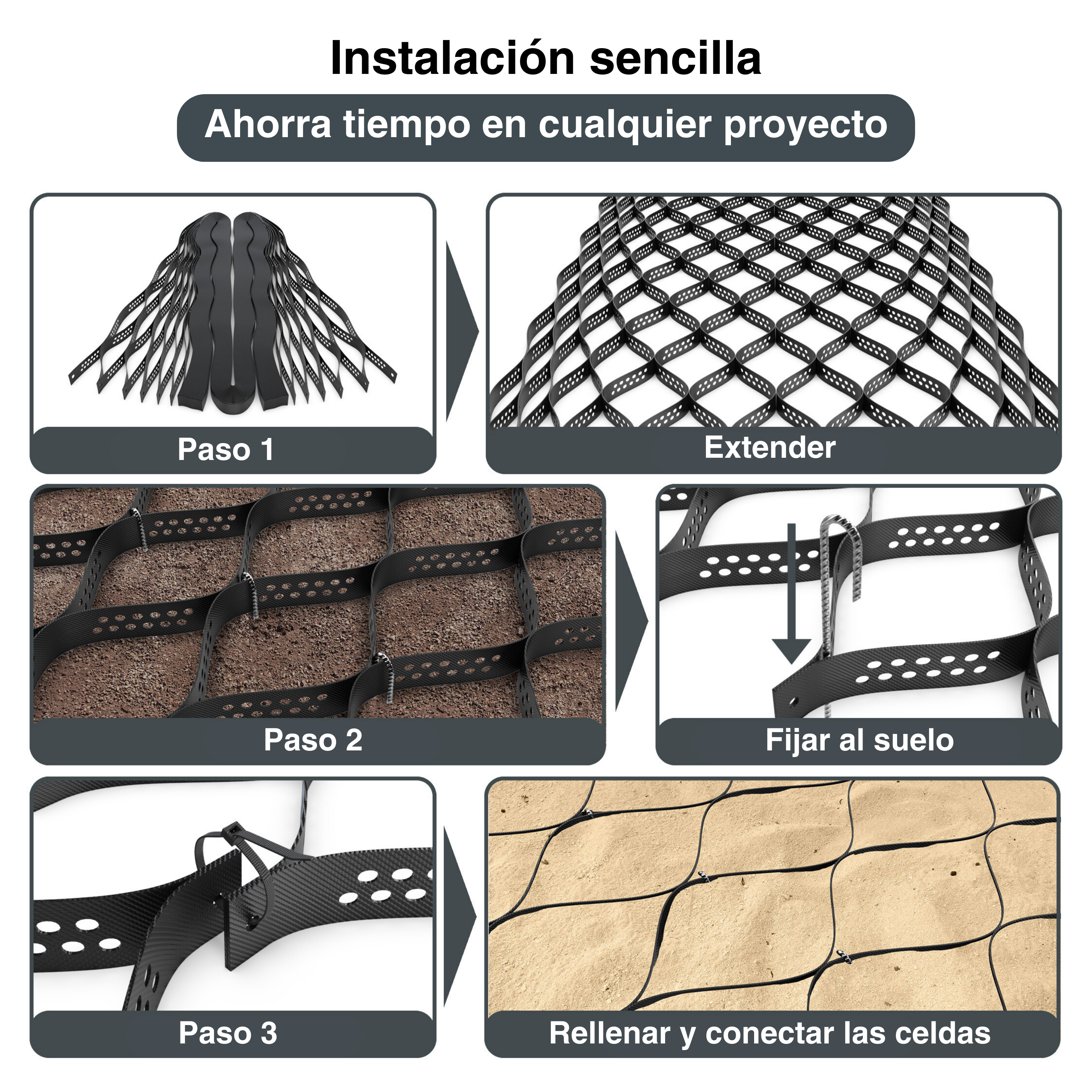 Geocelda estabilizadora de suelo 518x274x5 cm - 15 m² - 7