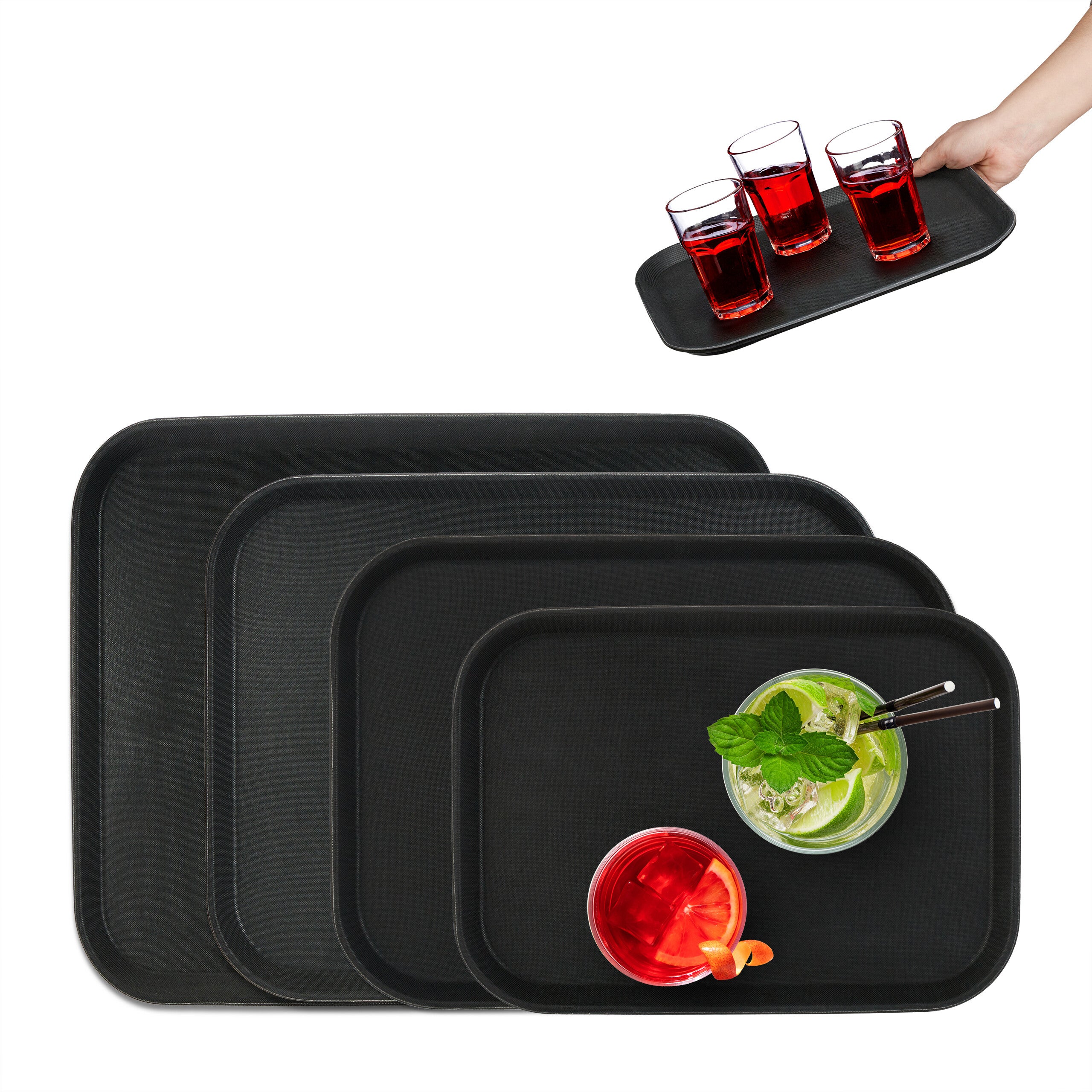 Relaxdays Set 3 Vassoi In Acciaio Inox - Piatti Da Portata Rettangolari 39x27,5 Cm - Per Buffet, Affettati, Formaggi E Aperitivi - 3