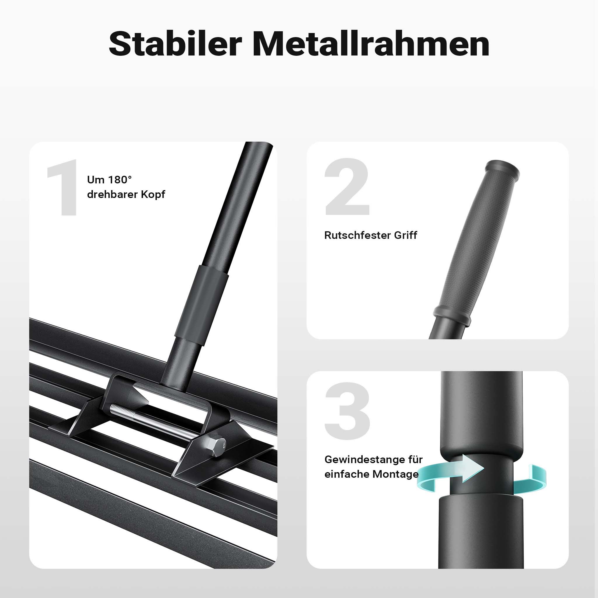 Râteau de nivellement 1219 x 254 x 2050 mm Noir 4,5 kg Acier fin Raclette de gazon Niveleur avec manche 2 m Extensible Racloir Polyvalent… Wiltec - 7