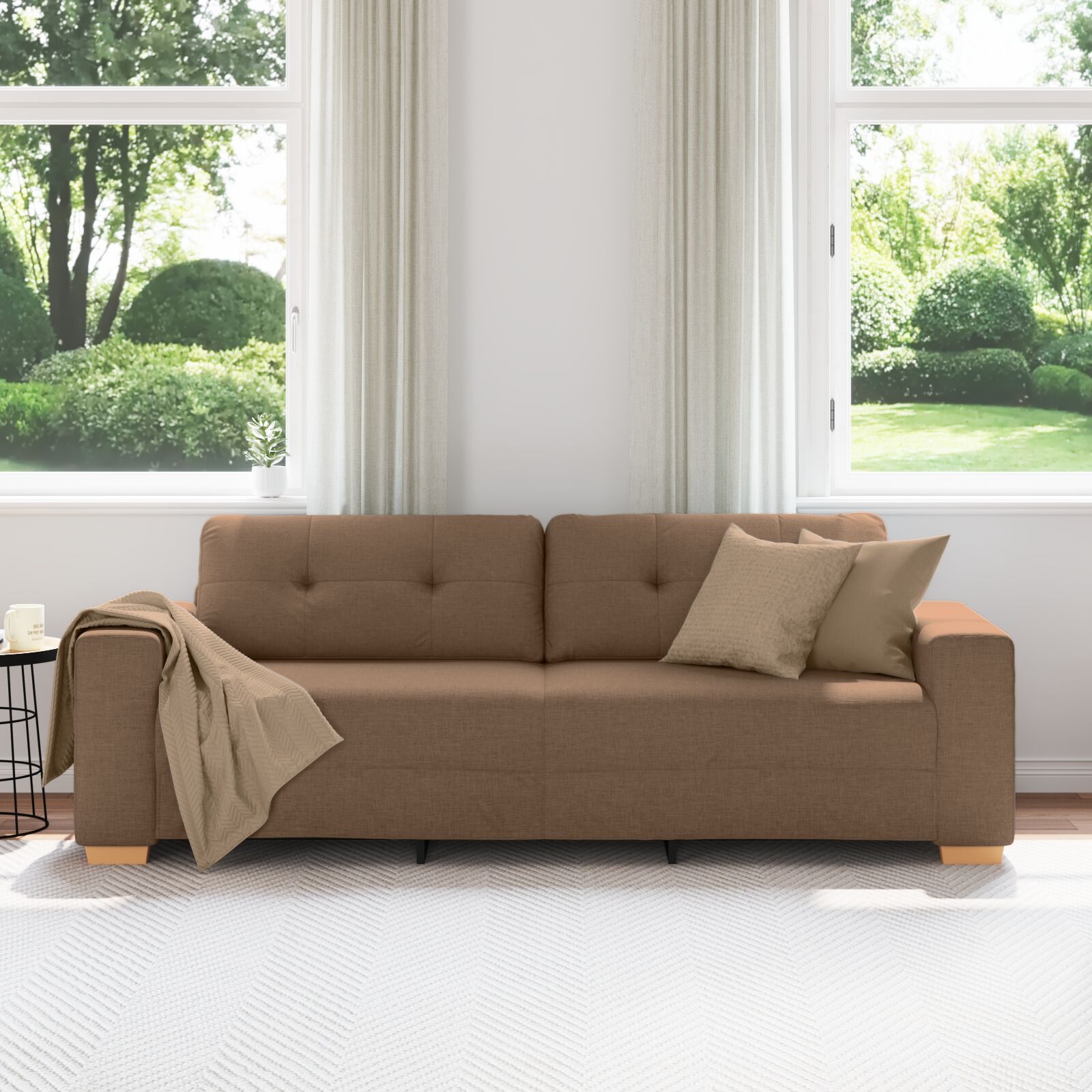 Sofa 3 places avec coussin Marron tissu vidaXL - 2