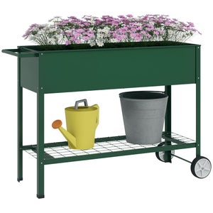 Huerto Urbano Plegable Relaxdays - Mesa De Cultivo Con Patas Altas, Maceta De Tela, 80x65x40 Cm, Color Verde
