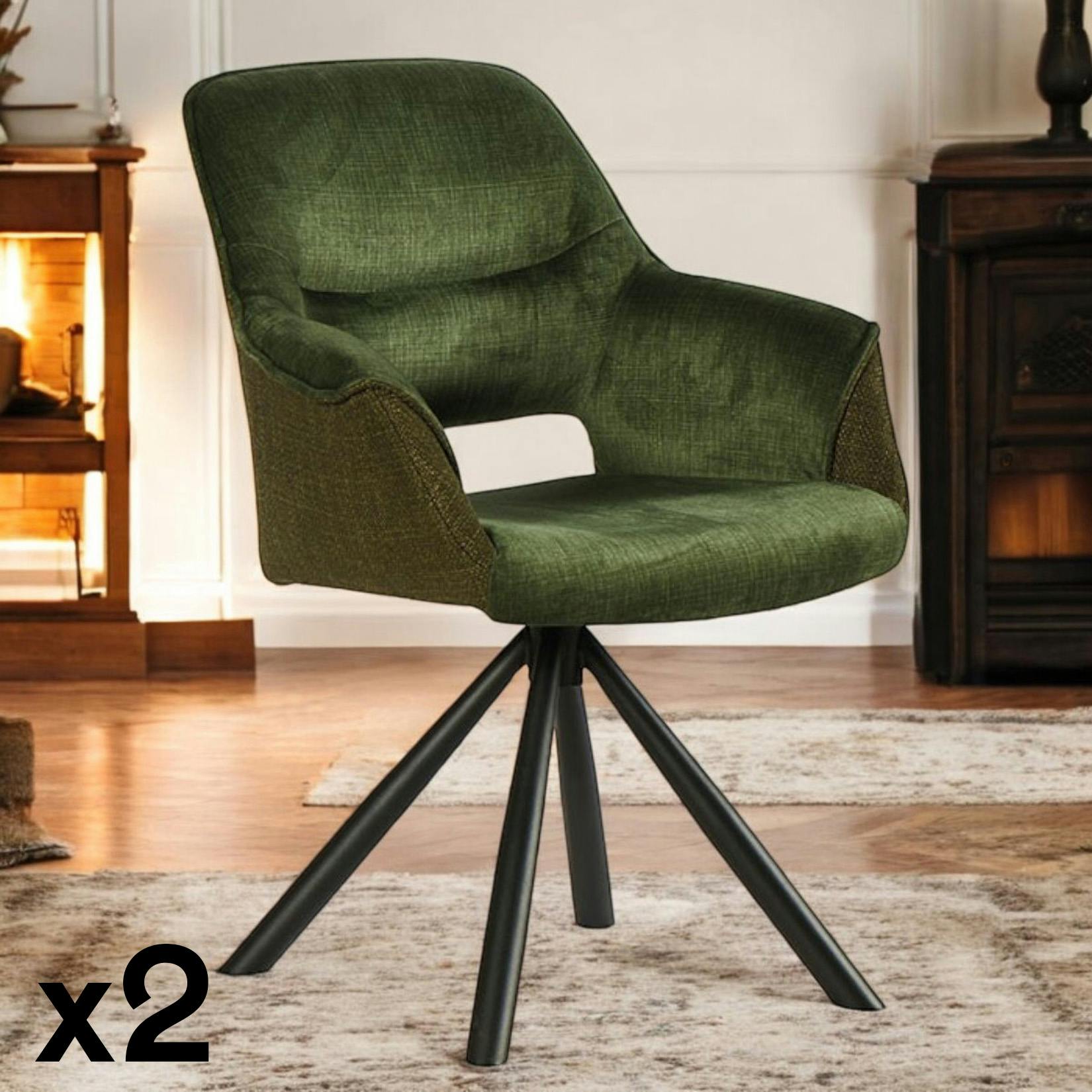 Boha - lot de deux fauteuils pivotants - en tissu bouclette sable