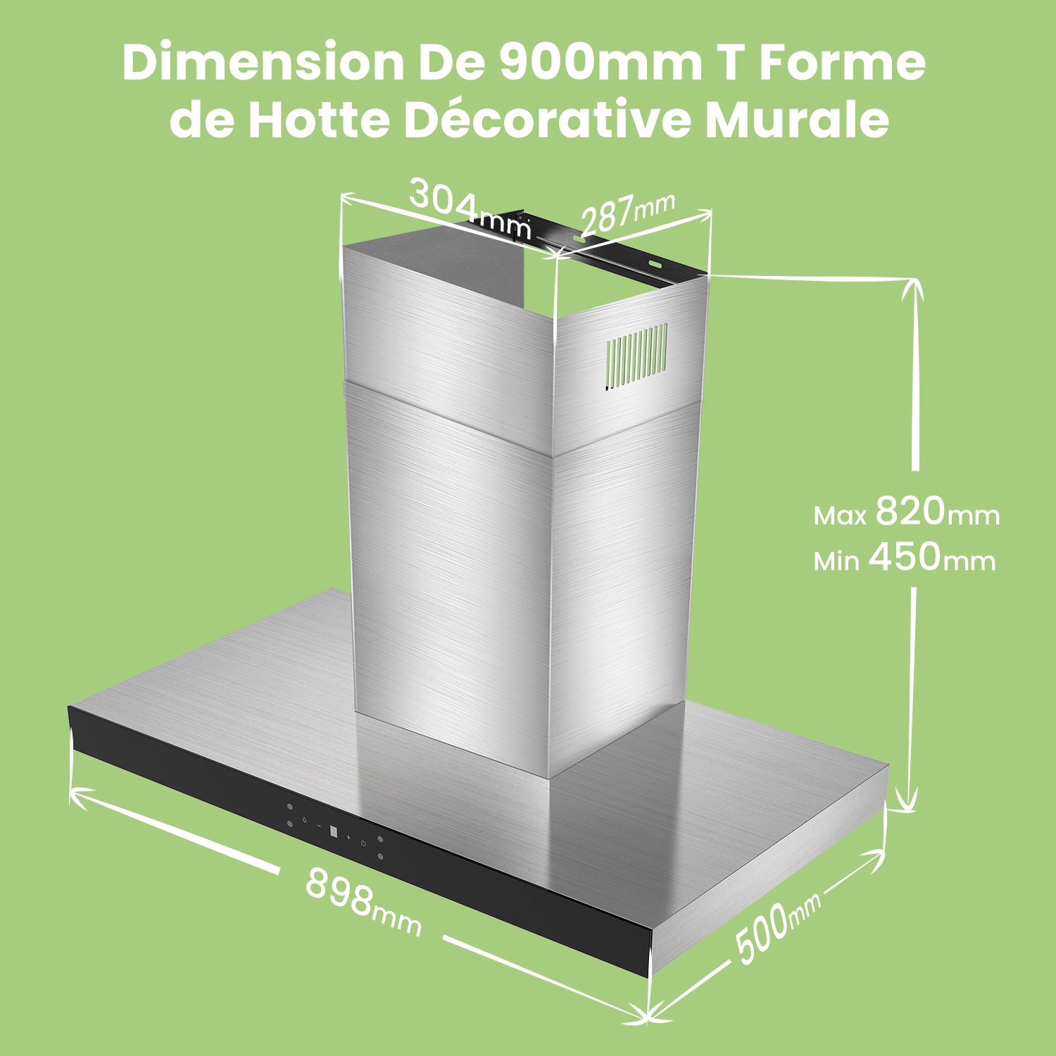 COMFEE Hotte Aspirante Tactile 90cm - Classe A+++ - 650 m³/h - Filtre à Charbon - 4 Vitesse - LED Affichage - En Inox Noir - 9