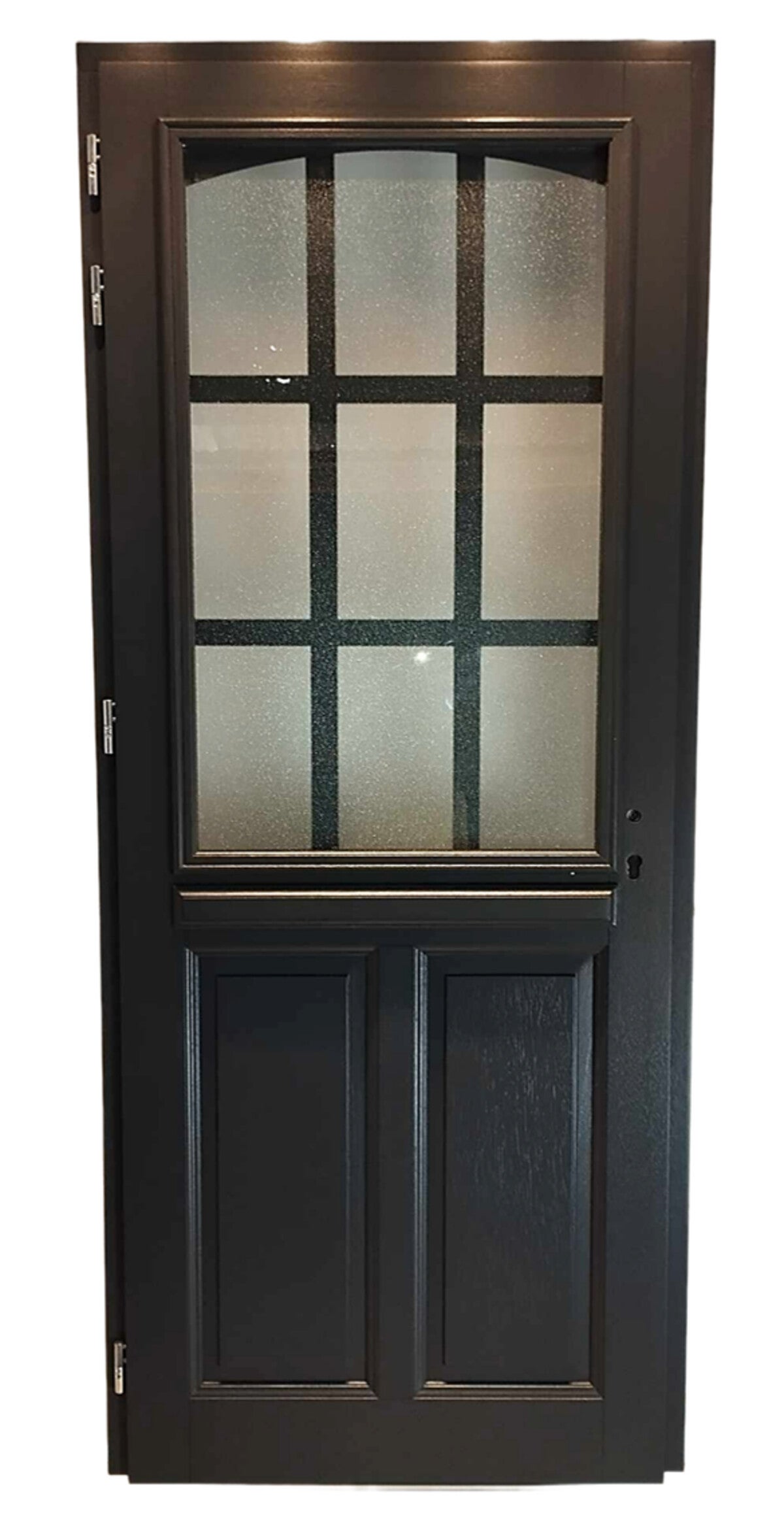 Porte D'entrée Bois Vitrée Alicia Gris Anthr., H215 X L80 Cm Côte Tableau, P.droit Gd Menuiseries - 3