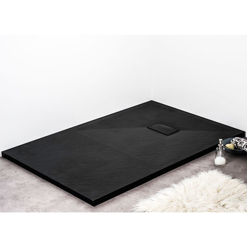 Receveur de douche 90 x 140 cm extra plat noir PIATTO en SoliCast® surface ardoisée - 3
