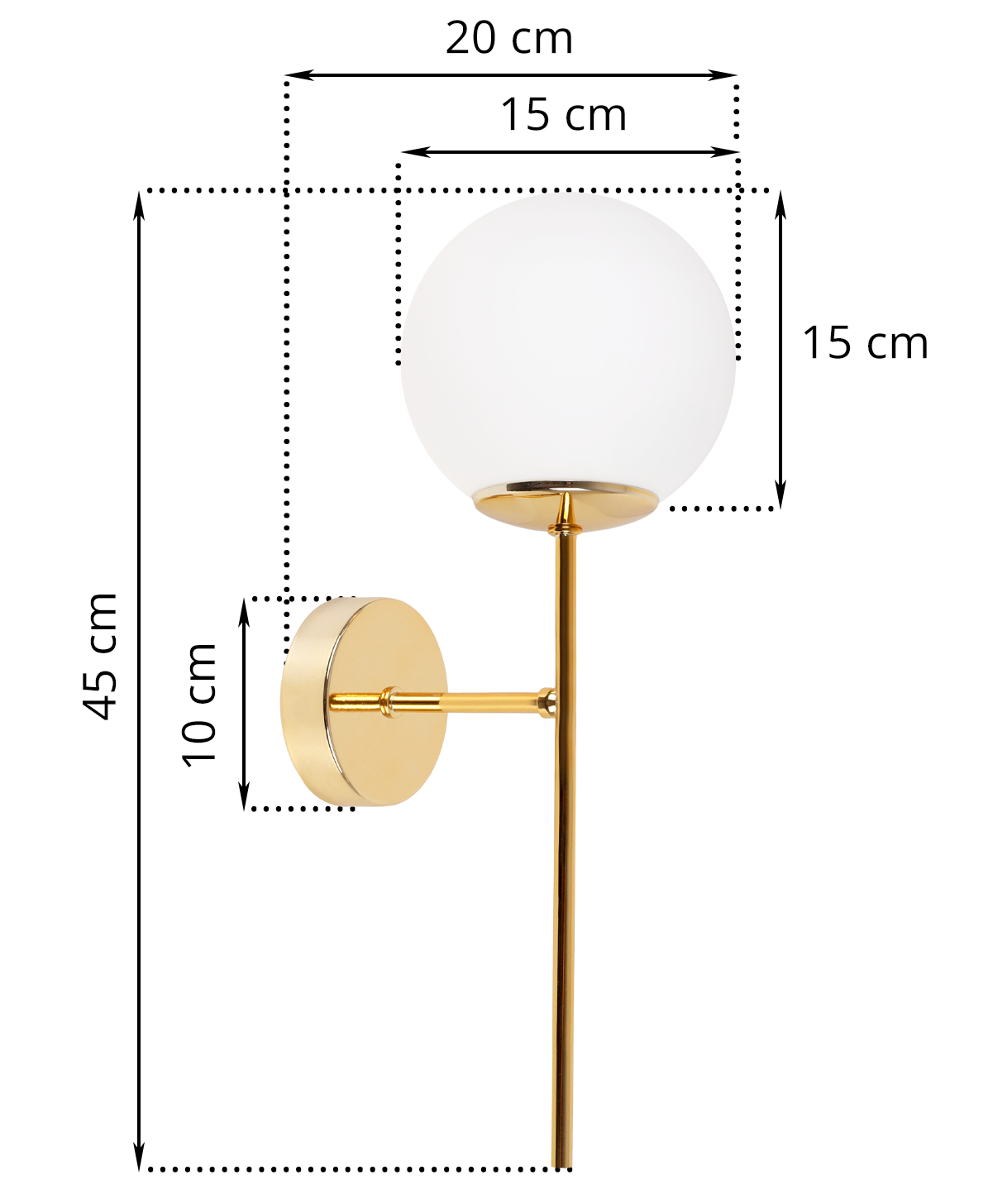 Lampa kinkiet ścienny złoty Siena loft 1xE14 klosz kula szklana biała Light Home LH - 7