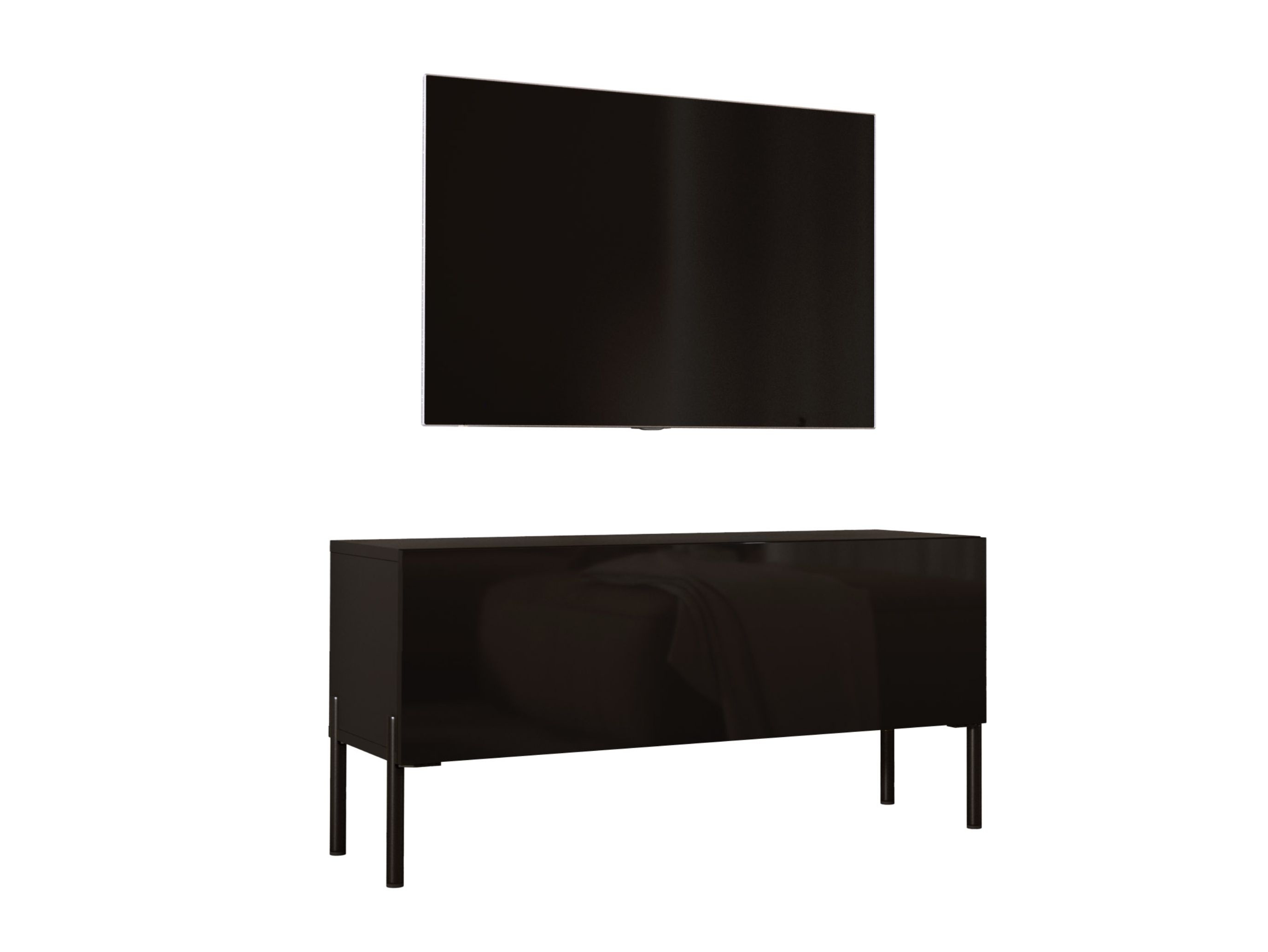 Szafka RTV : Czarny Matowy, czarne nogi, 100 x 32 x 52 cm