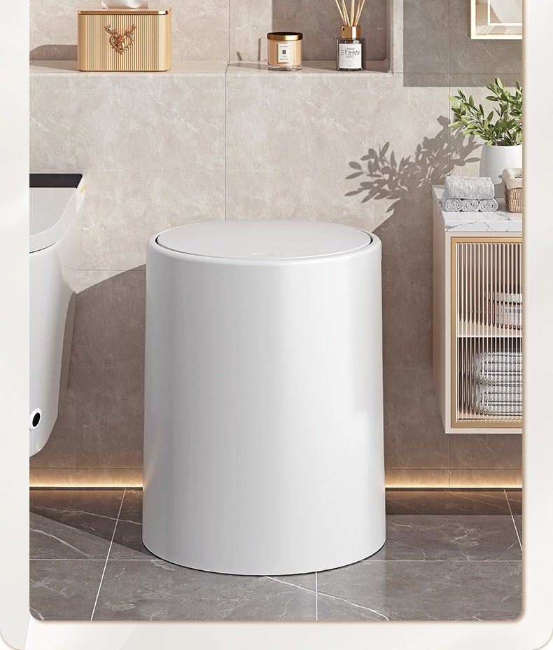 Poubelle salle de bain Interrupteur à bouton-poussoir Blanc 21.5x24.5cm - 3