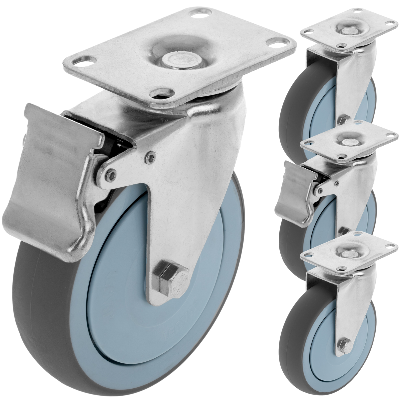 Ruote piroettanti industriali rotelle Girevoli con Piastra per Carrelli Banchi da Lavoro 80 mm Fissa | Leroy Merlin
