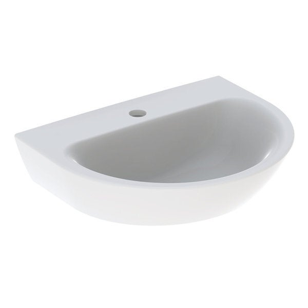Lavabo Geberit Renova Bianco 65 Cm, 1 Foro Per Rubinetto, Con Troppopieno, Combinabile Con Semicolonna Renova Plan
