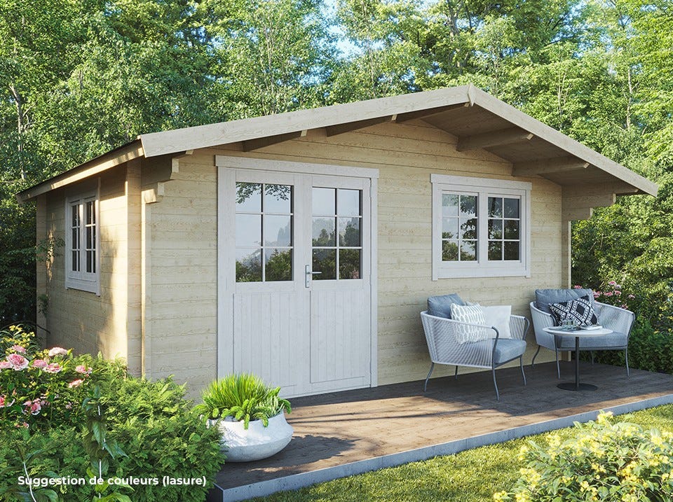 Chalet de Jardin CLAIRA 18m2 - Epaisseurs des madriers : 44mm ...