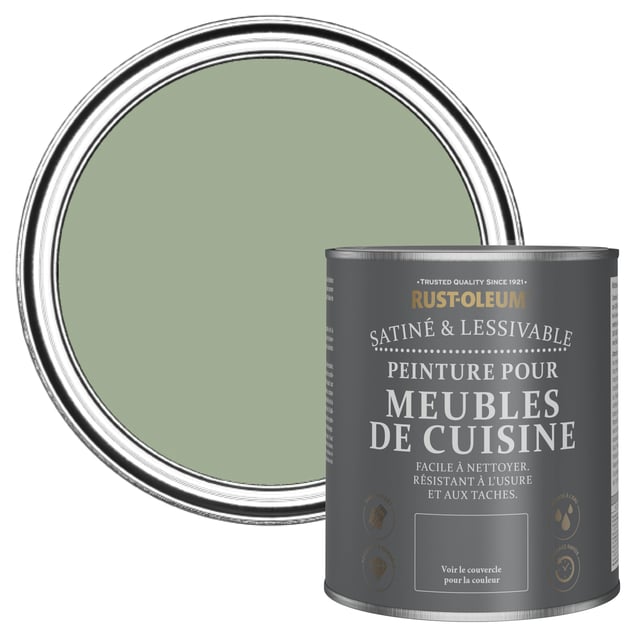 Rust-Oleum Peinture Verte pour Meubles de Cuisine, Satin - Vert Kaki 750ml