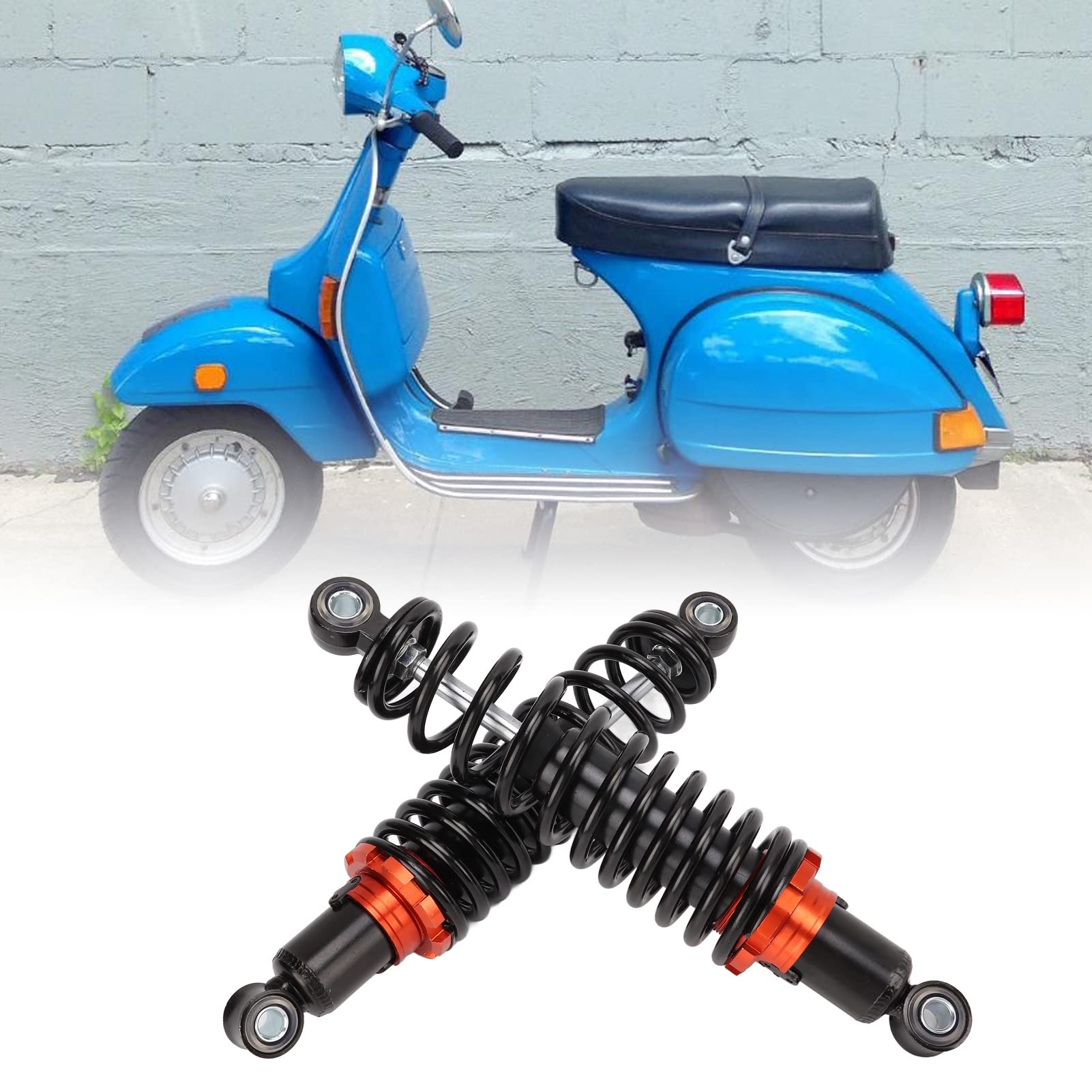Kit 2 Ammortizzatori Universali Per Moto E Scooter – 27 Cm Foro A Foro, In Acciaio Inox, Regolabili, Con Paranco In Gomma - 4