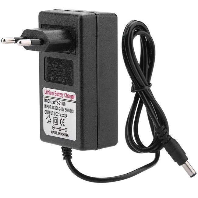 Bezpieczny adapter zasilania AC 100-240V DC 21V 2A do akumulatora litowo-jonowego, wtyczka EU, zamiennik (SKU produktu: 96570084 | SKU Oferta: