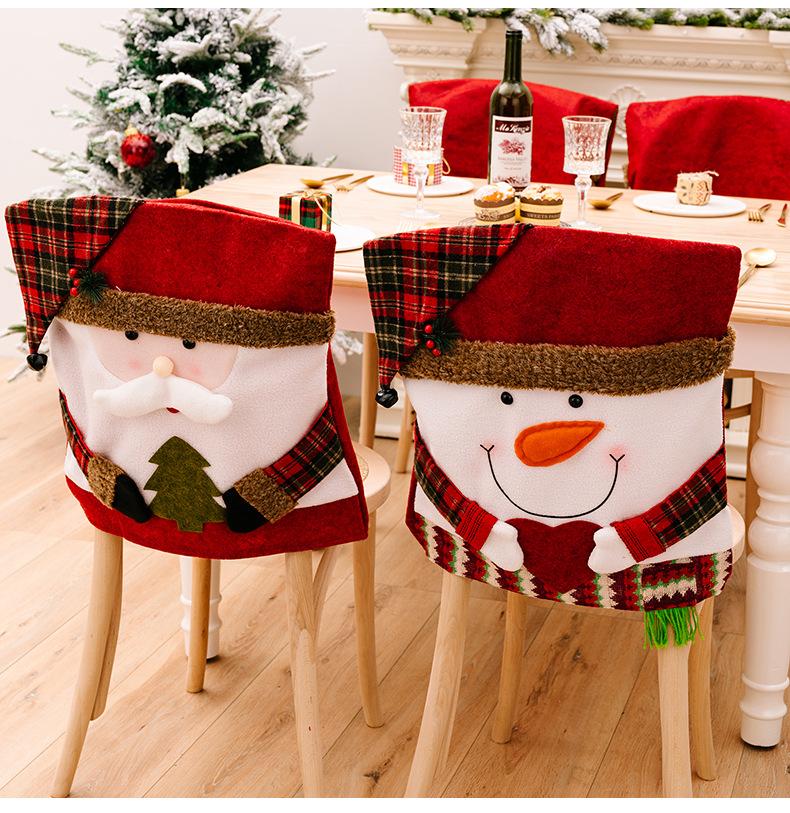 Lot De 6 Housses De Chaise De Noël - Tissu Polyester Extensible, Motifs Père Noël Et Sapin - Pour Décoration De Noël, Protection Des Chaises