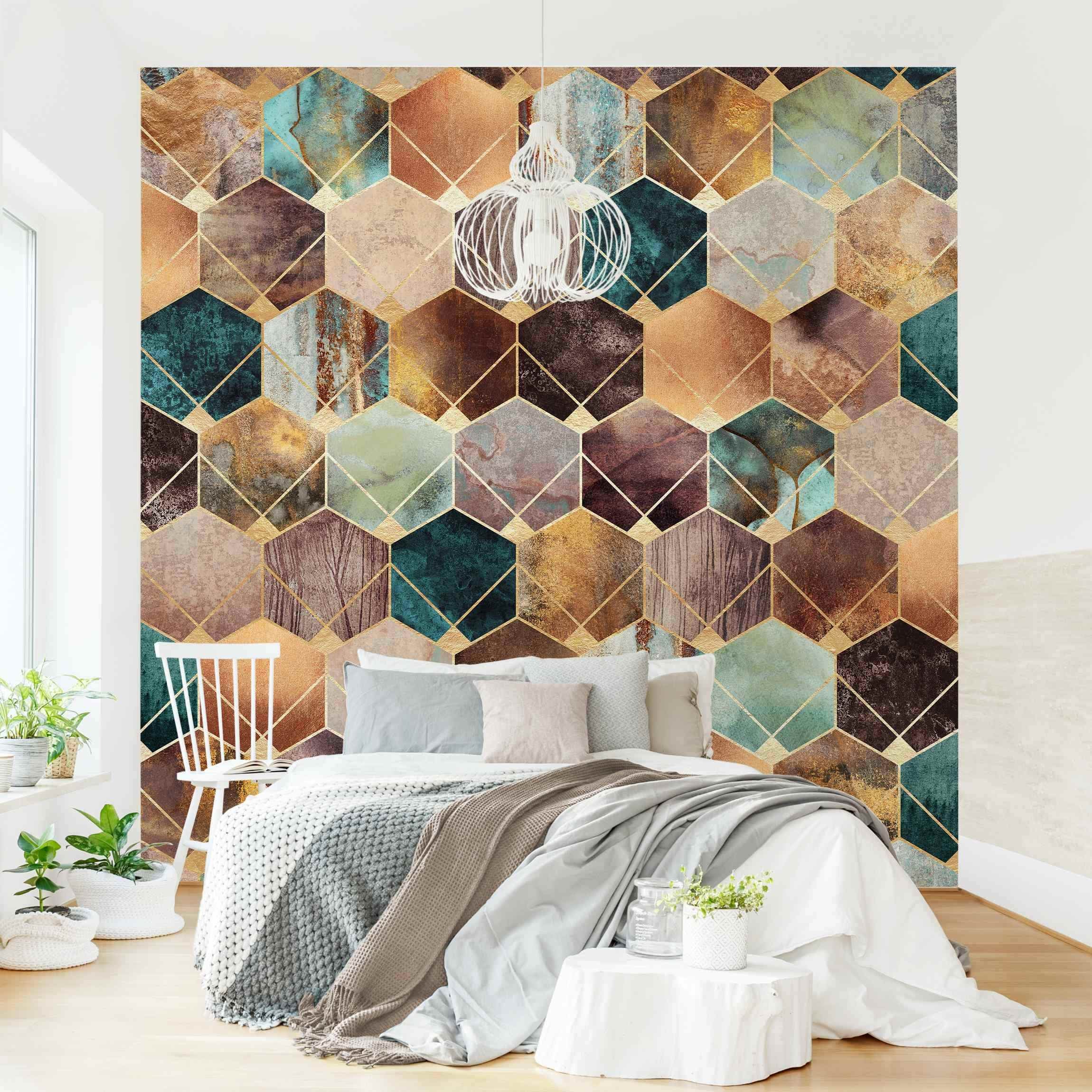 Papel pintado estampado abstracto acuarela arte motivos geométricos 211 - salón dormitorio cocina pasillo - tnt 288 x 288 cm adhesivo