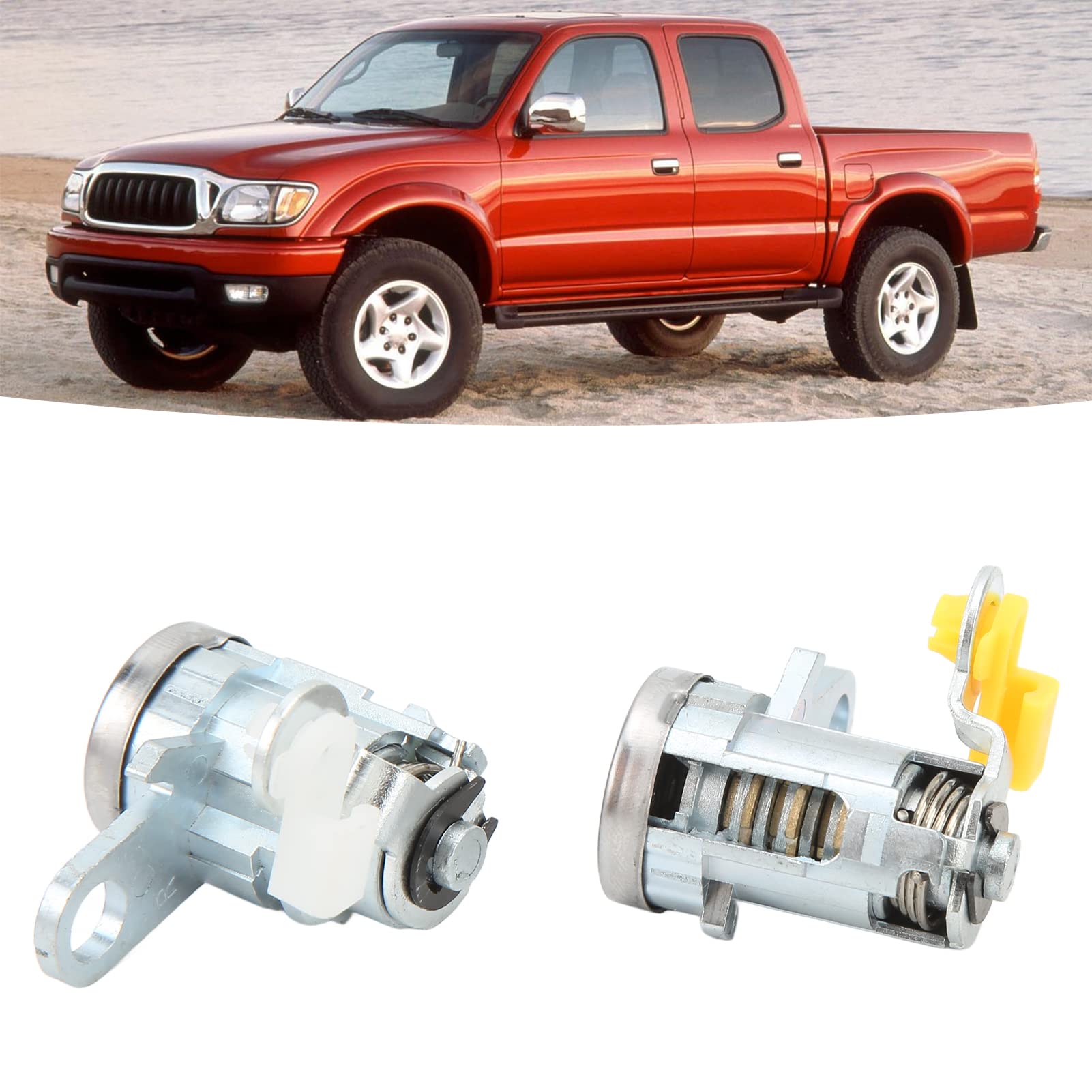 Coppia di set di cilindri di bloccaggio della porta anteriore 6905135070 in lega di alluminio di ricambio per Tacoma 1995-2004 - 2