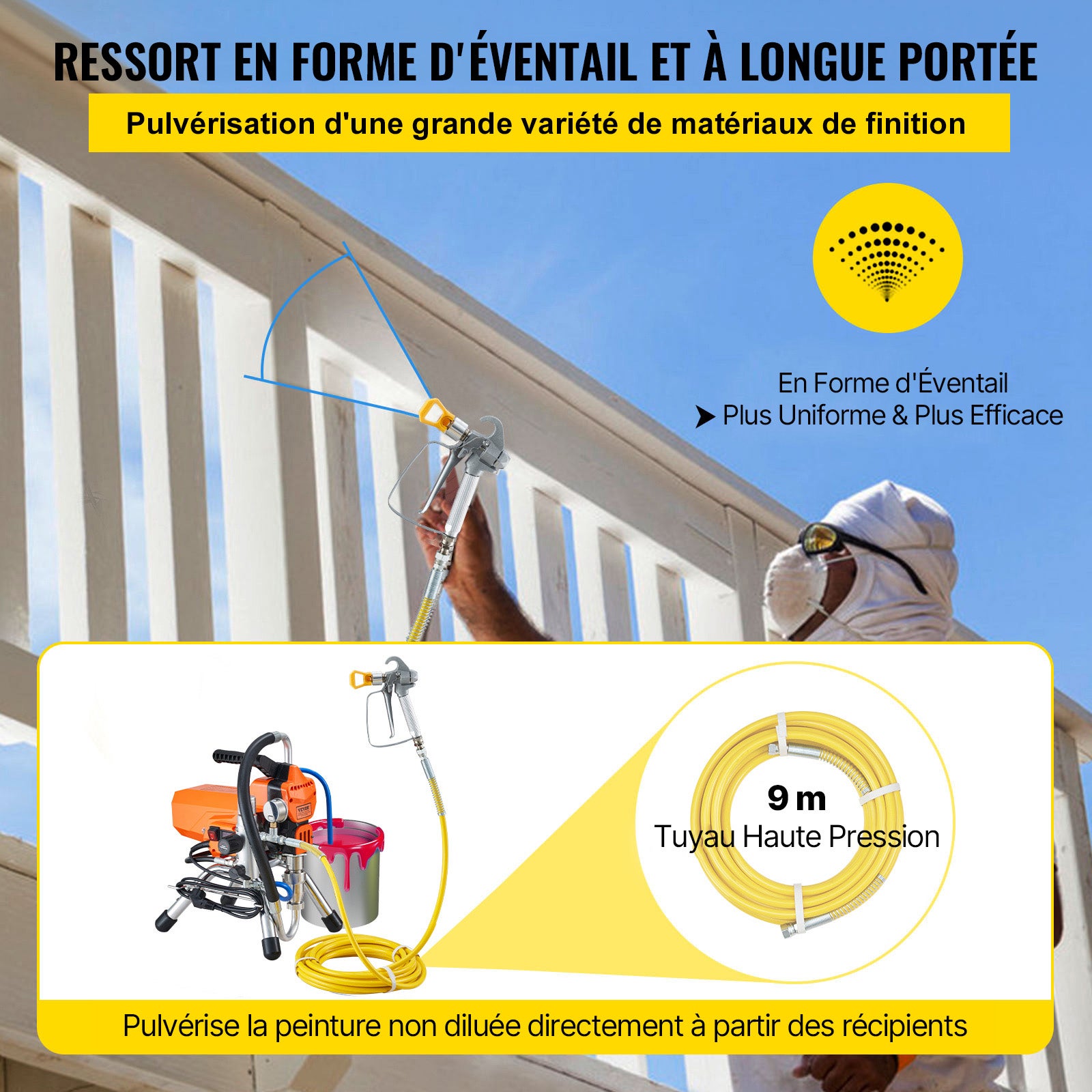 Wysokociśnieniowy pistolet natryskowy z pistoletem natryskowym o mocy 2200 W VEVOR - 4