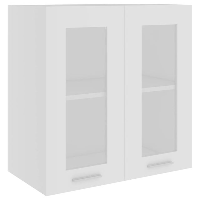 Mueble pared | Armario colgante vidrio y madera ingeniería blanco 60x31x60 cm CFW65418