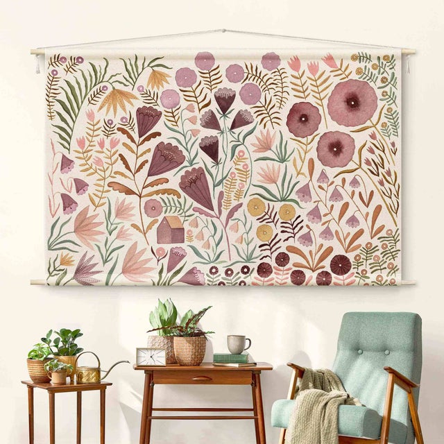 Tenture murale - Claudia Voglhuber - Mer de fleurs 90 x 60 cm