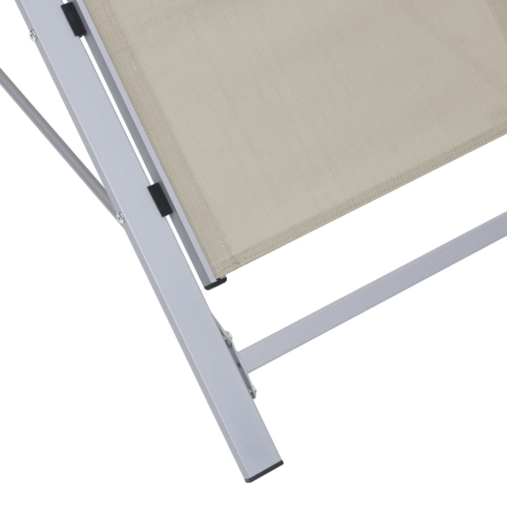 Chaises longues 2 pcs avec table Aluminium Crème - 7
