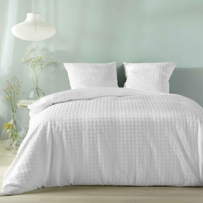 Housse de couette 240 x 220 cm microfibre gaufrée Litea Blanc - 4