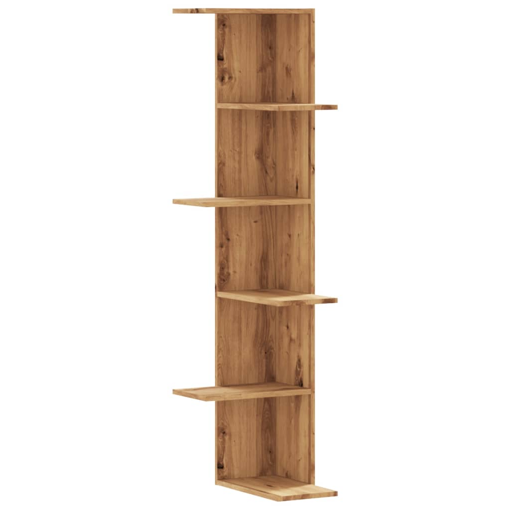 Étagère Murale D'angle En Chêne Blanc - Tablette Arrondie Résistante à L'humidité, Pour Cuisine, Salle De Bain, Bureau (23x23x4 Cm)