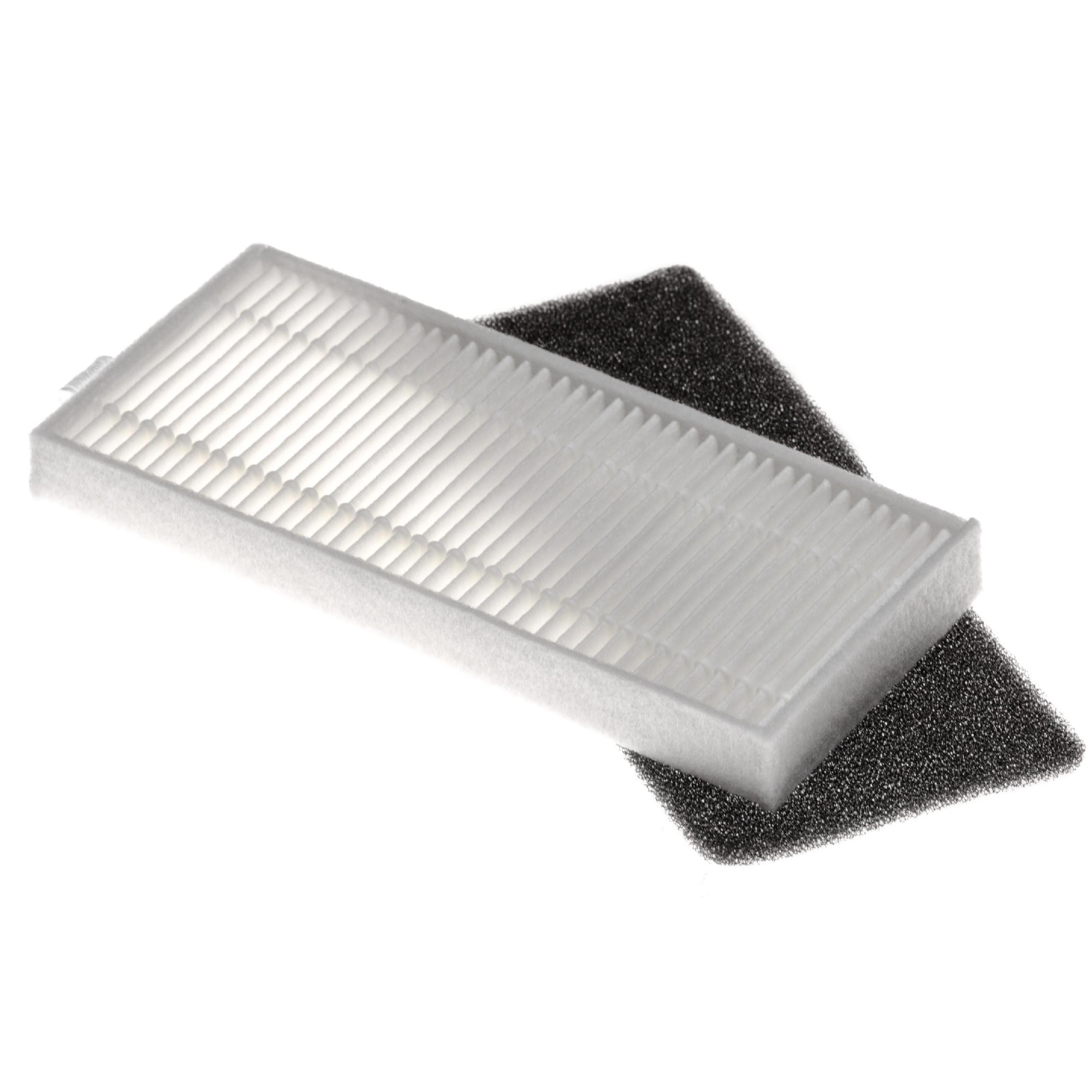 vhbw Lot de filtres compatible avec Tesvor X500, M1, T8, S6 aspirateur-robot - 2x filtres de rechange (filtre HEPA, filtre en mousse) - 3