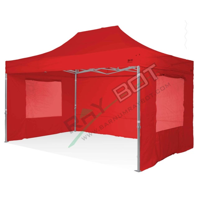 Gazebo Pieghevole 3x4,5 RAY BOT Rosso Professionale Con Laterali e Finestre . Tessuto Impermeabile Da 350g/m in PVC. Gazebo Rapido