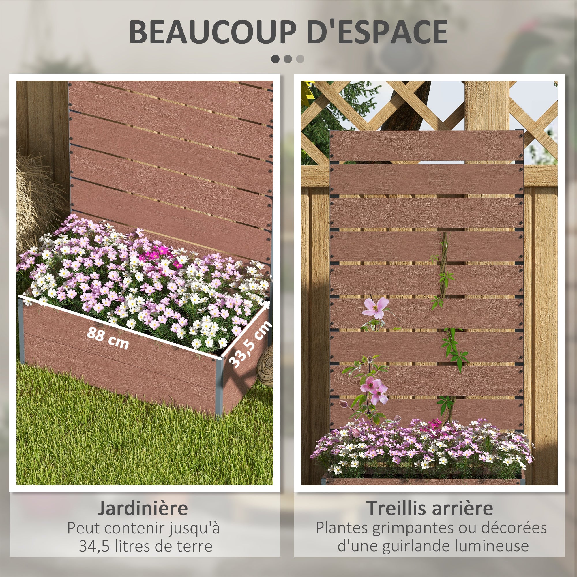 Jardinière avec treillis plaque composite bois-plastique Outsunny - 4