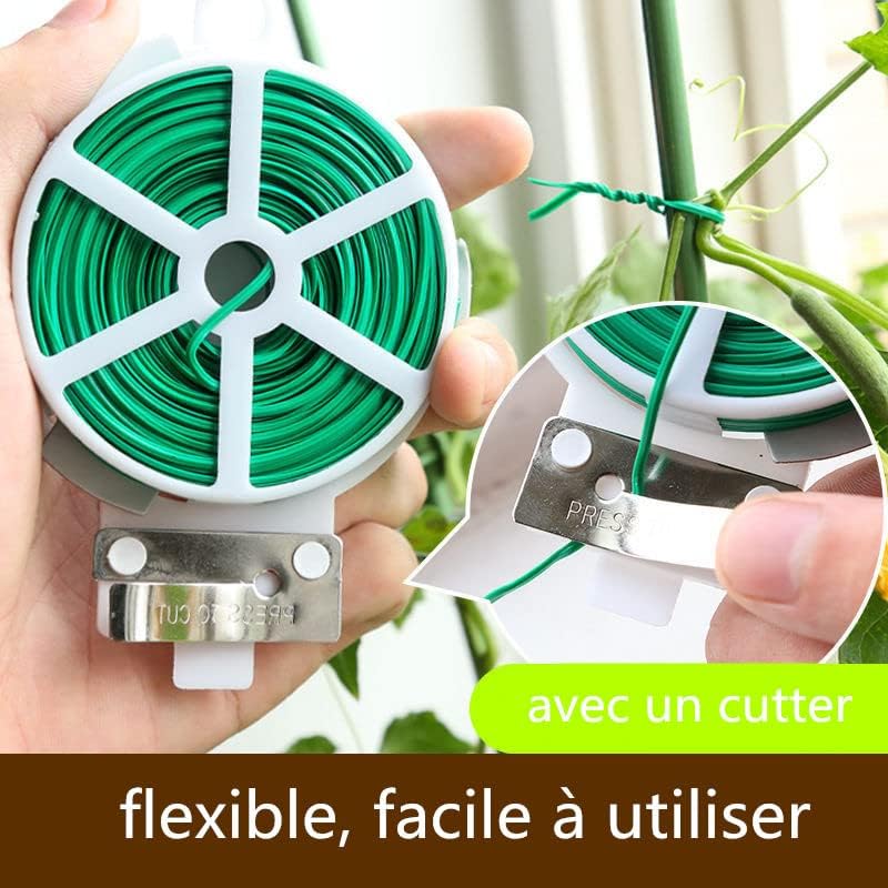 100M Fil Jardinage Vert Attaches Jardin pour Plantes Lien de Ligatures Cravates de Jardin Réutilisable pour Plante Grimpante Fleurs Tomate Câble - 2