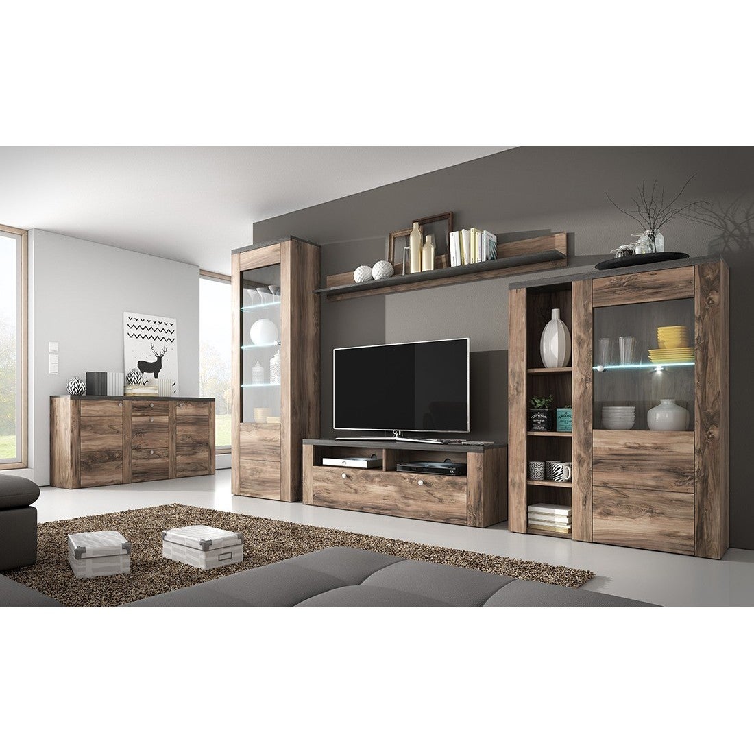 Ensemble de meubles de salon collection Coloris noyer