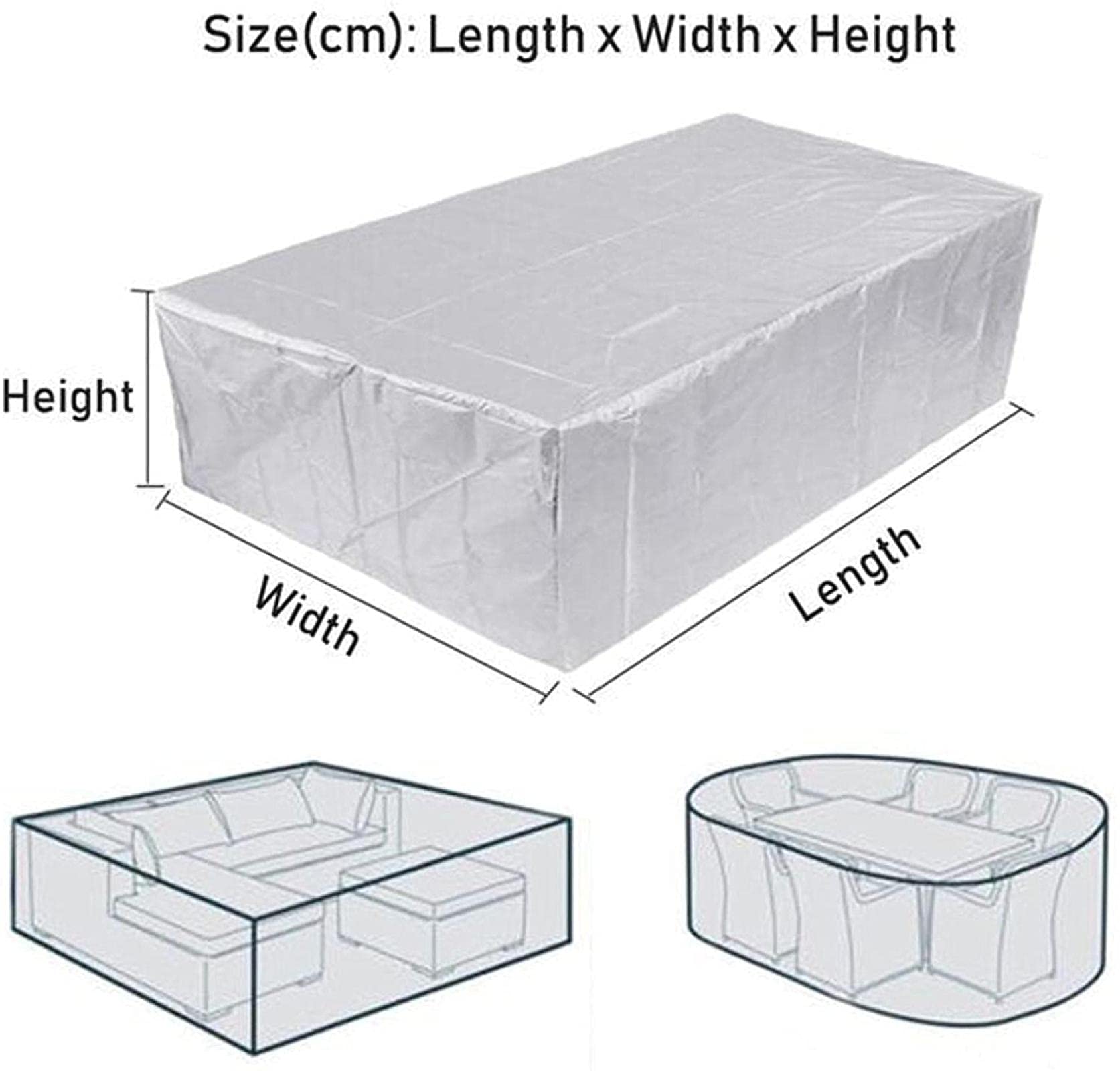 Housse Salon de Jardin 200*100*120CM Tissu Oxford très résistant Housse de Protection pour Mobilier Housse de Table de Jardin Extérieur Imperméable - 5