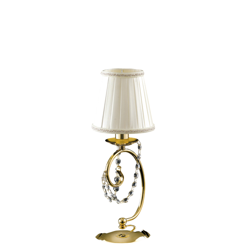 Lampa stołowa Magda 1-light z żelaza w kolorze złotym z abażurem H.27 Ø13 BL146-LT-OR-PAR