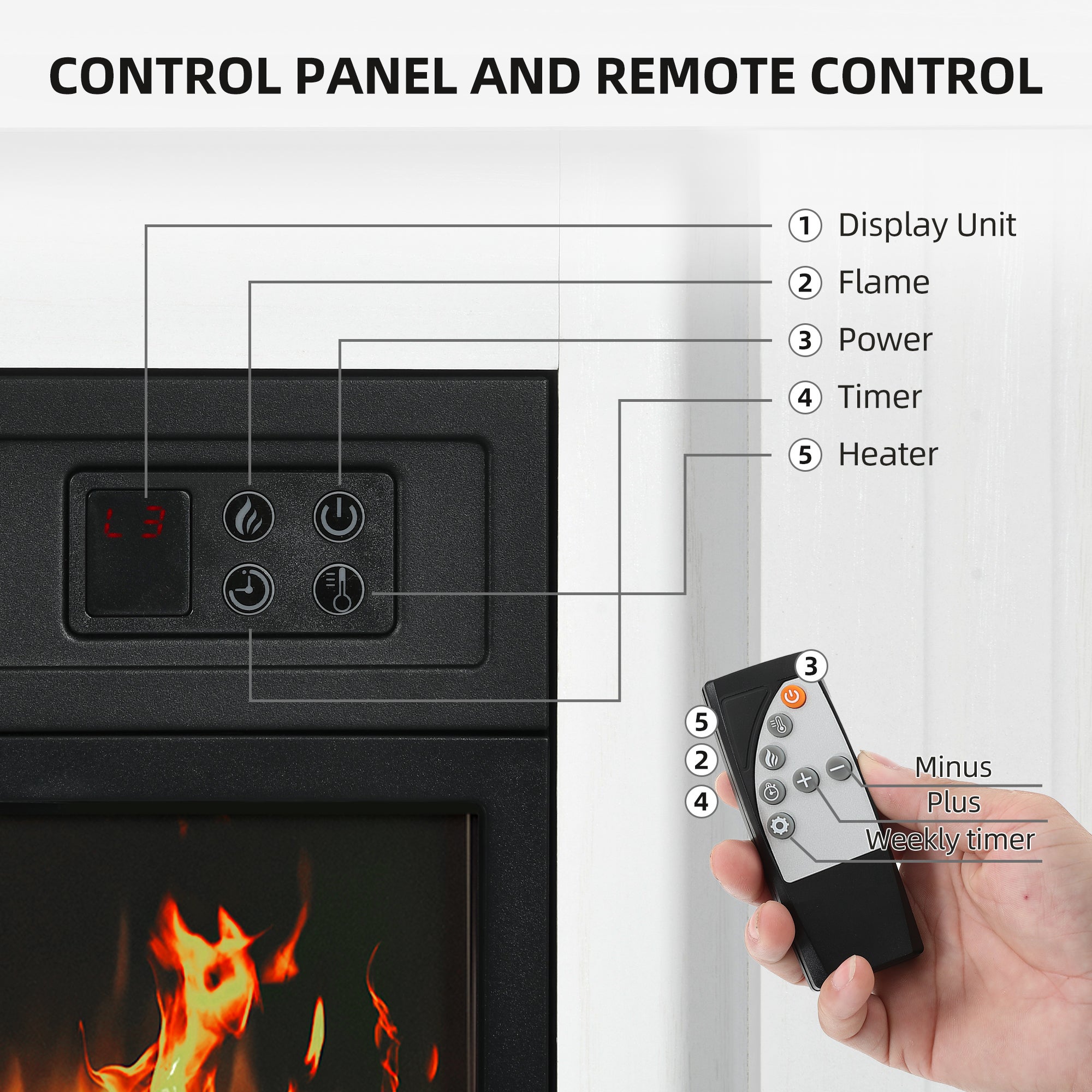Balconera Mueble TV para Chimenea Eléctrica 18
