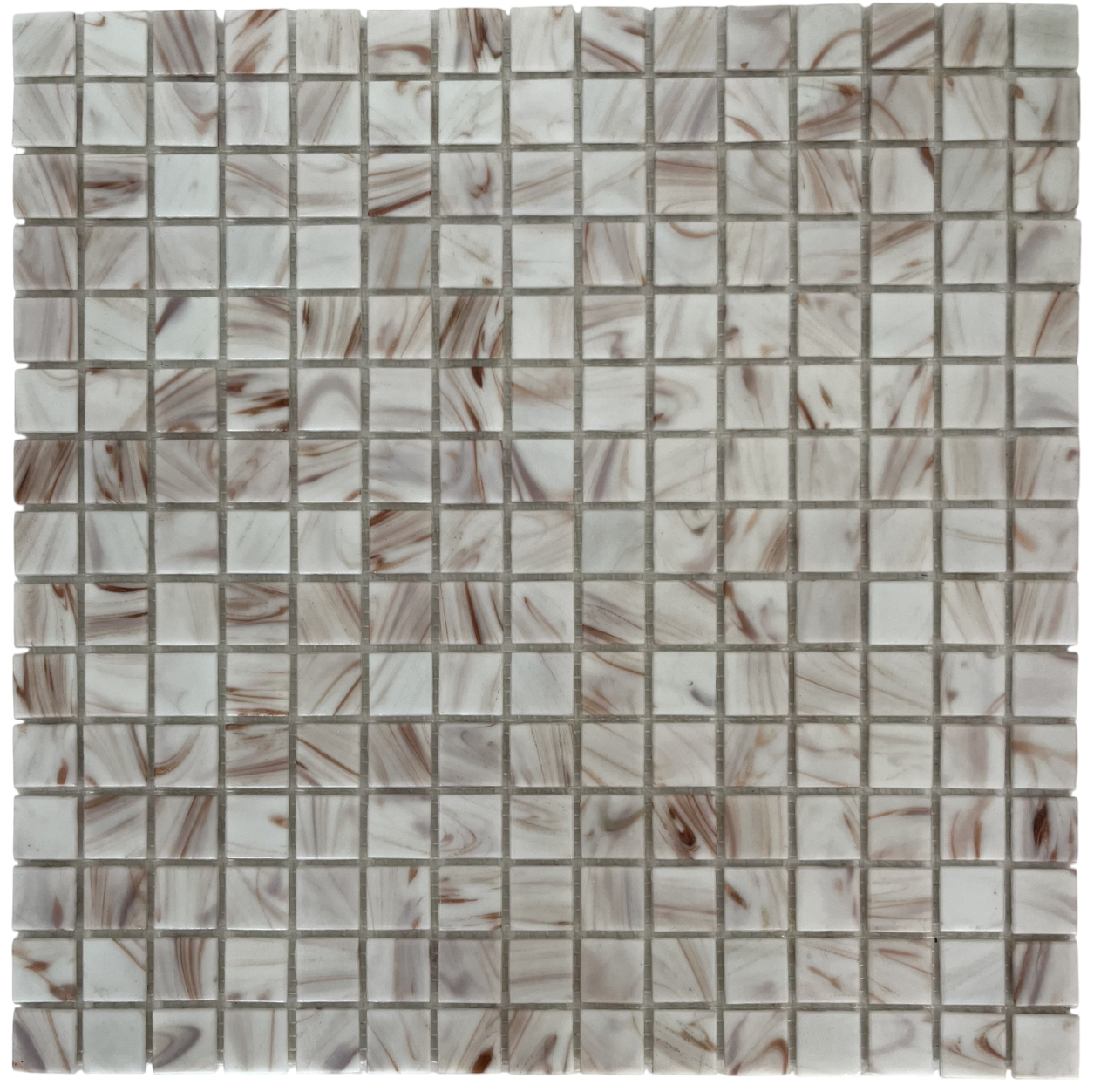 Mozaika z siatki szklanej w kolorze białym i fioletowym z brązowymi pociągnięciami pędzla do łazienki i kuchni - grubość 4 mm - 1 m2