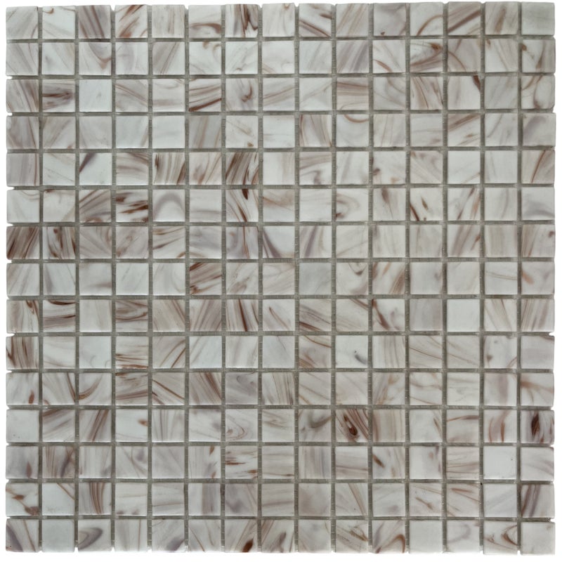 Mozaika z siatki szklanej w kolorze białym i fioletowym z brązowymi pociągnięciami pędzla do łazienki i kuchni - grubość 4 mm - 1 m2