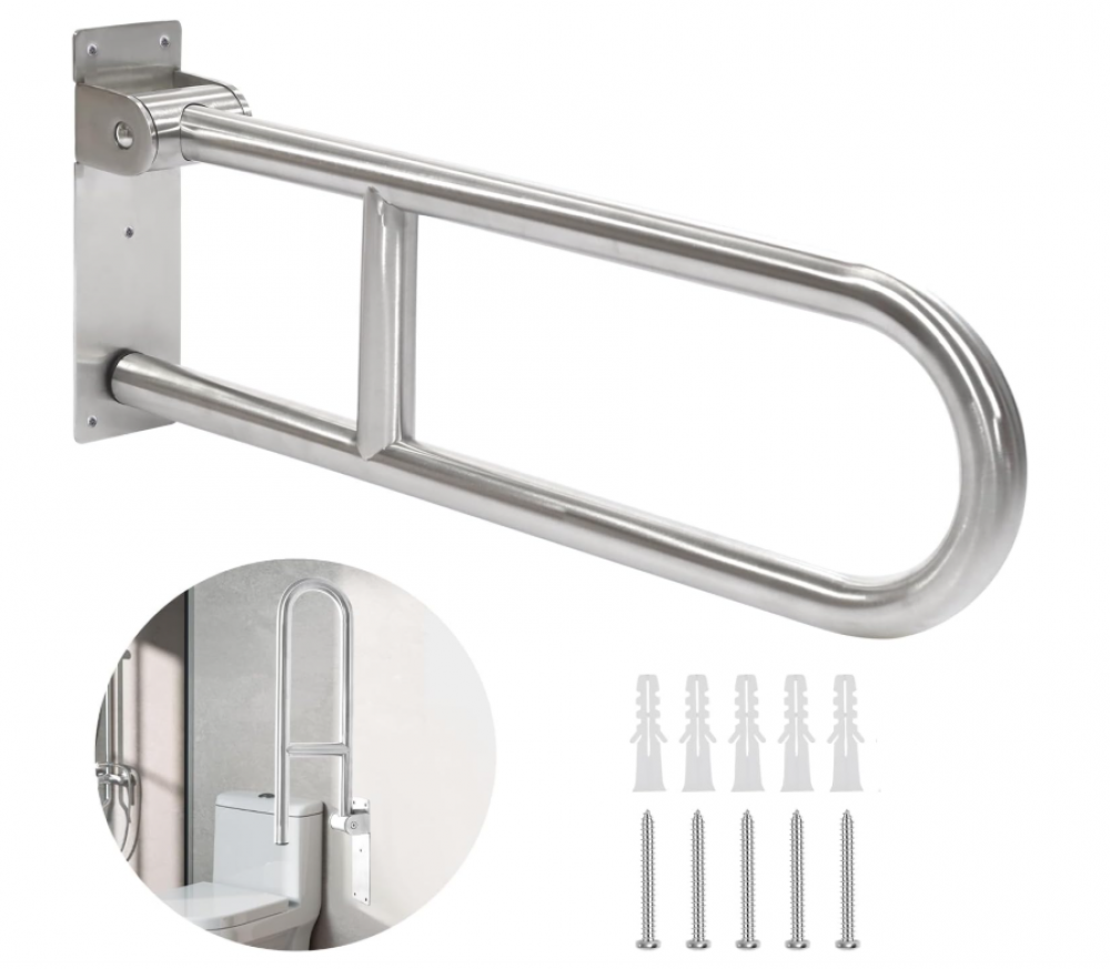 Poręcz toaletowa o długości 60 cm, składana i antypoślizgowa, bezpieczna do łazienki i pomocy osobom starszym