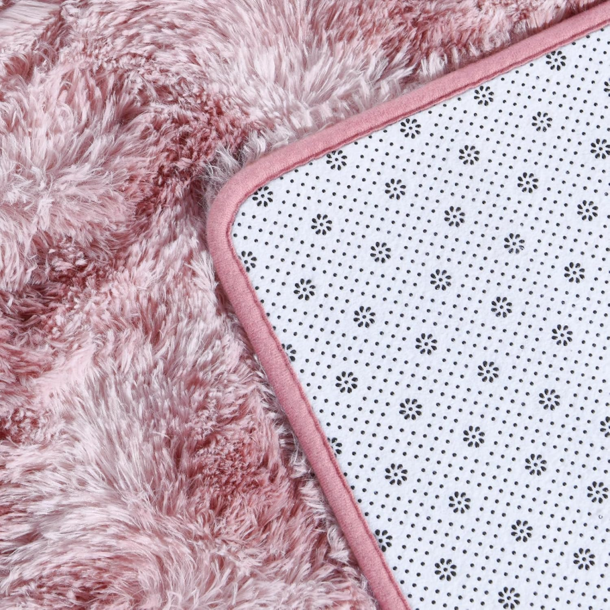 Tapis de salon rose, à poils longs, doux, en laine de soie antidérapante, mesurant 100 x 200 cm. - 3