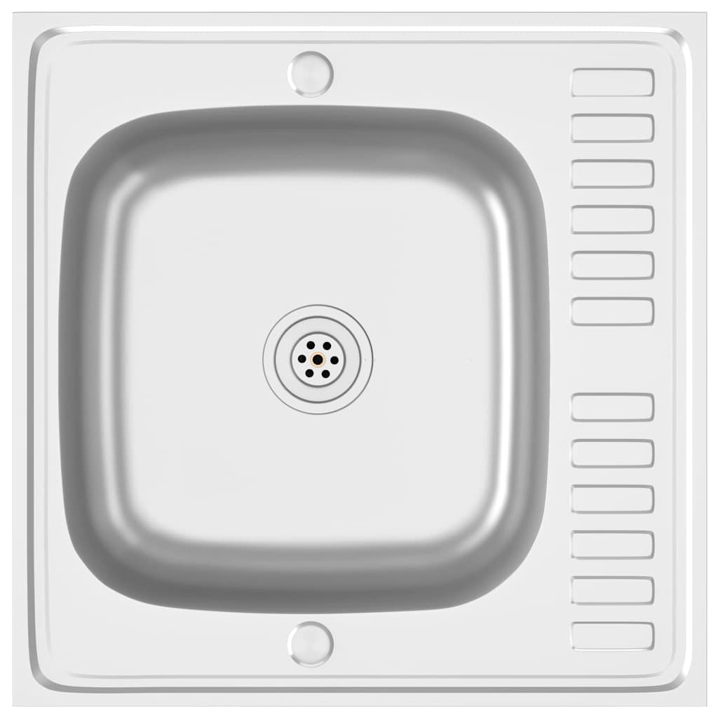 Fregadero de cocina con escurridor acero inox 600x600x155 mm- comfortxl