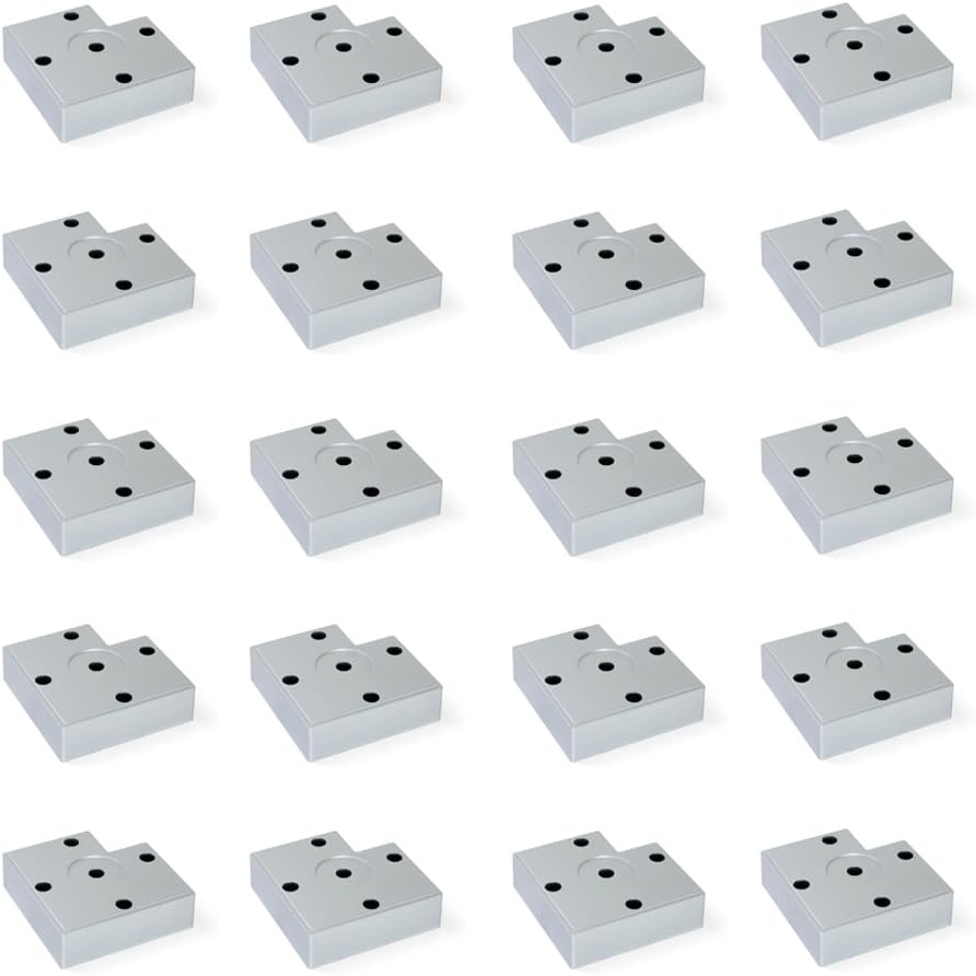 2039325 Set de 20 de picioare din plastic pentru mobilă/corp/canapea, aluminiu vopsit, H 15 mm set