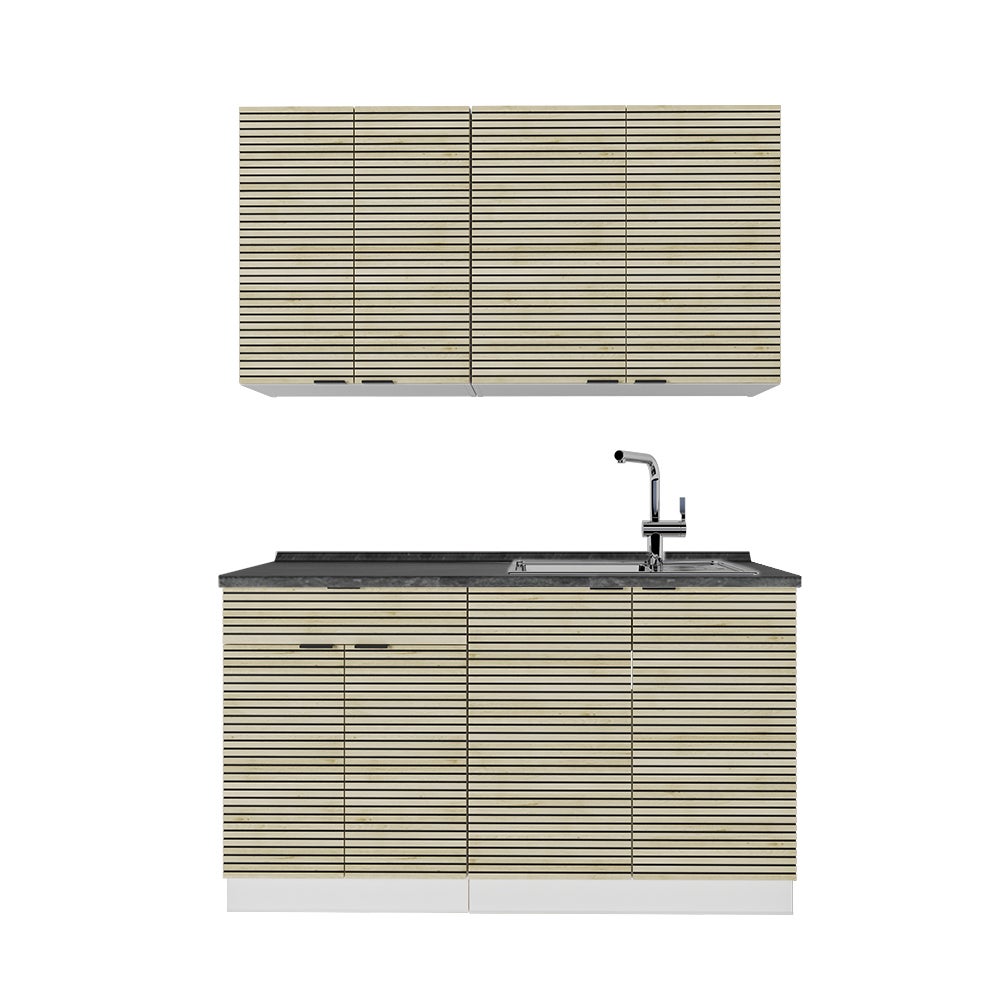 Vicco Pojedyncza kuchnia Fame-Line, Panel dębowy/biały, 140 cm , BP Antracyt